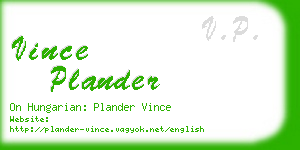 vince plander business card